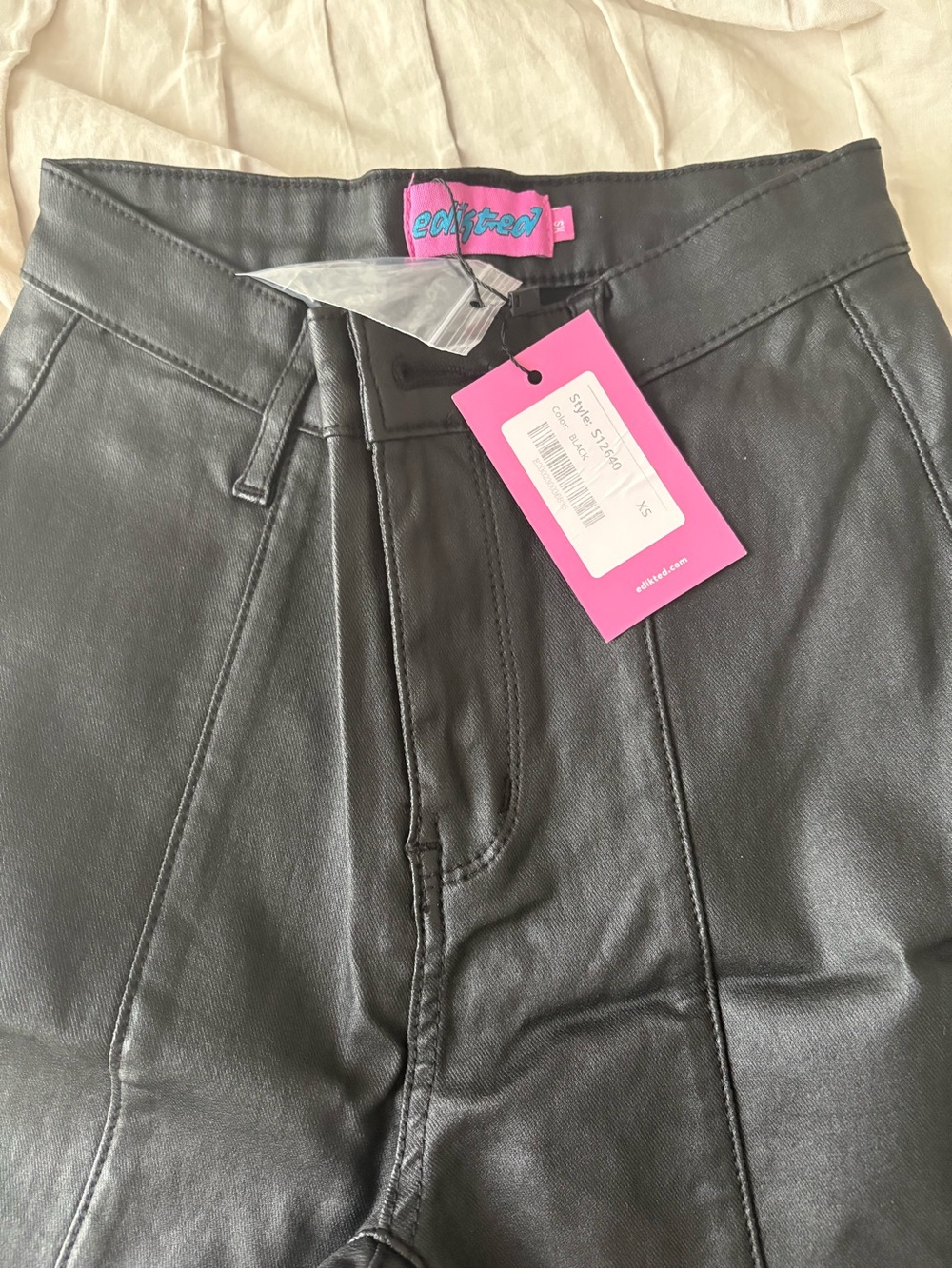 Edikted Flare Faux Leather Pant